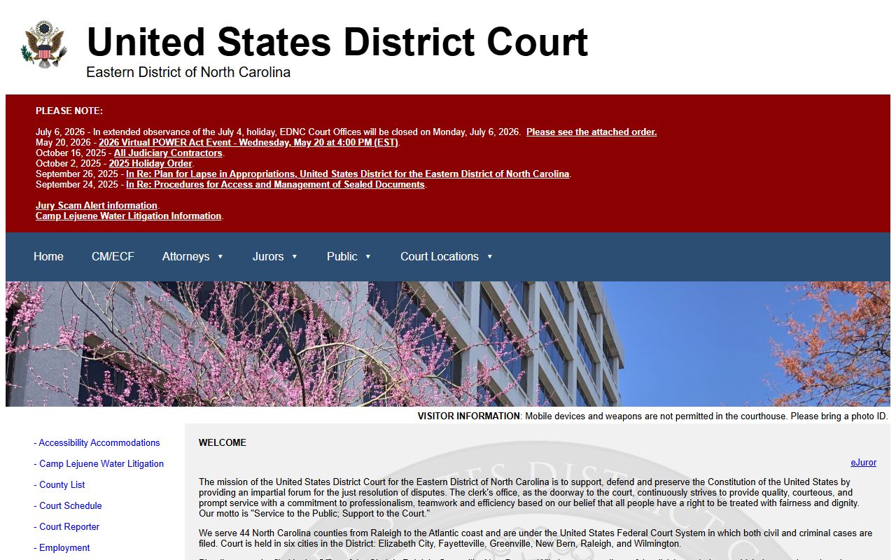 Sampson County Clerk of Superior Court federal court distinction