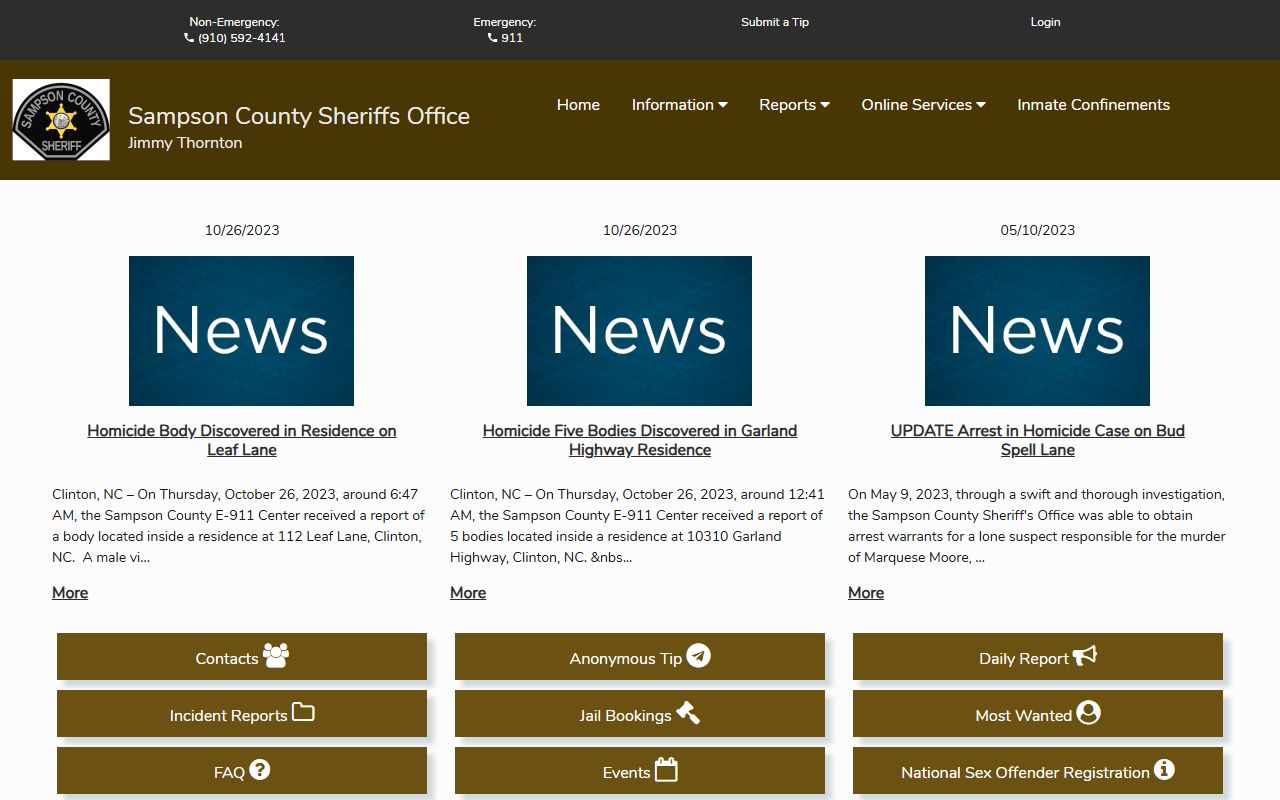 Sampson County arrest records Citizen Connect portal
