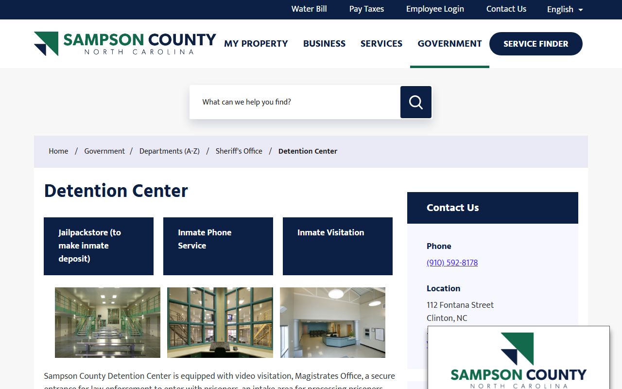 Sampson County arrest records Detention Center custody information