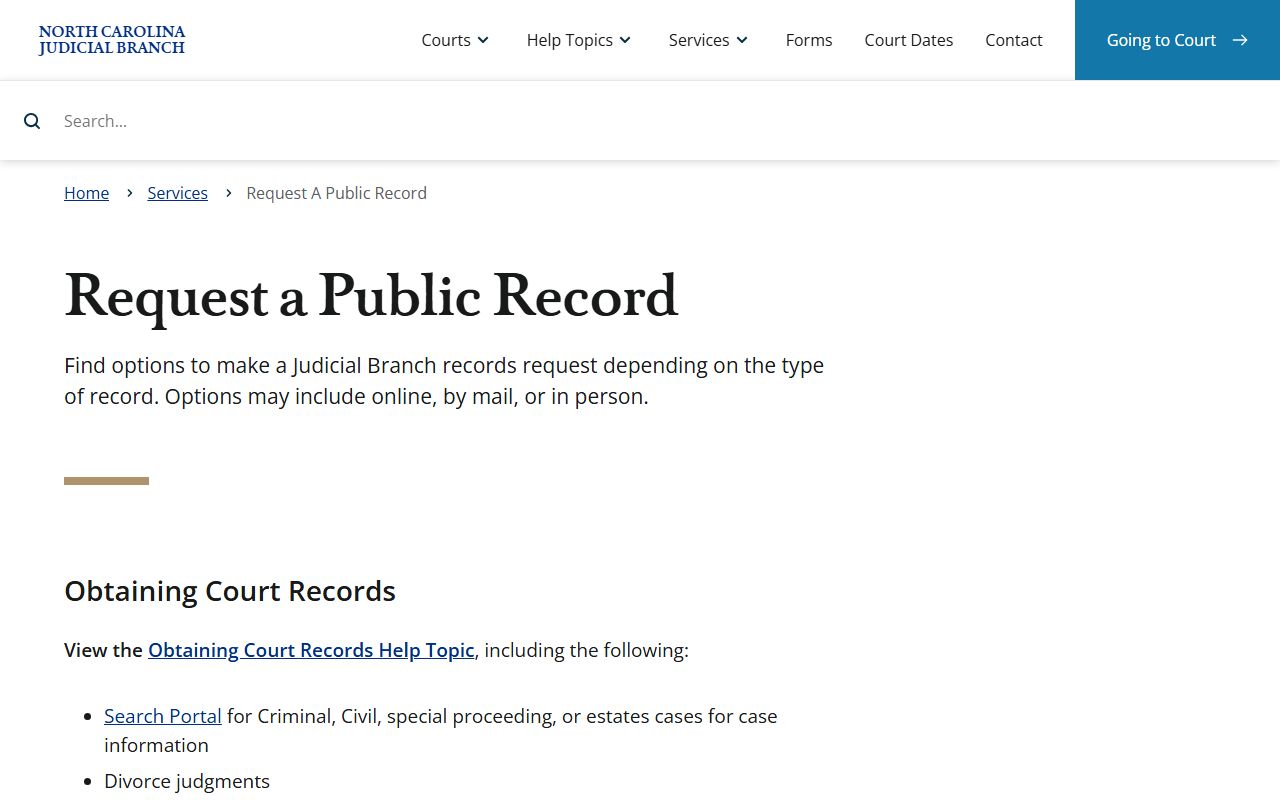 Sampson County court records public record request guidance