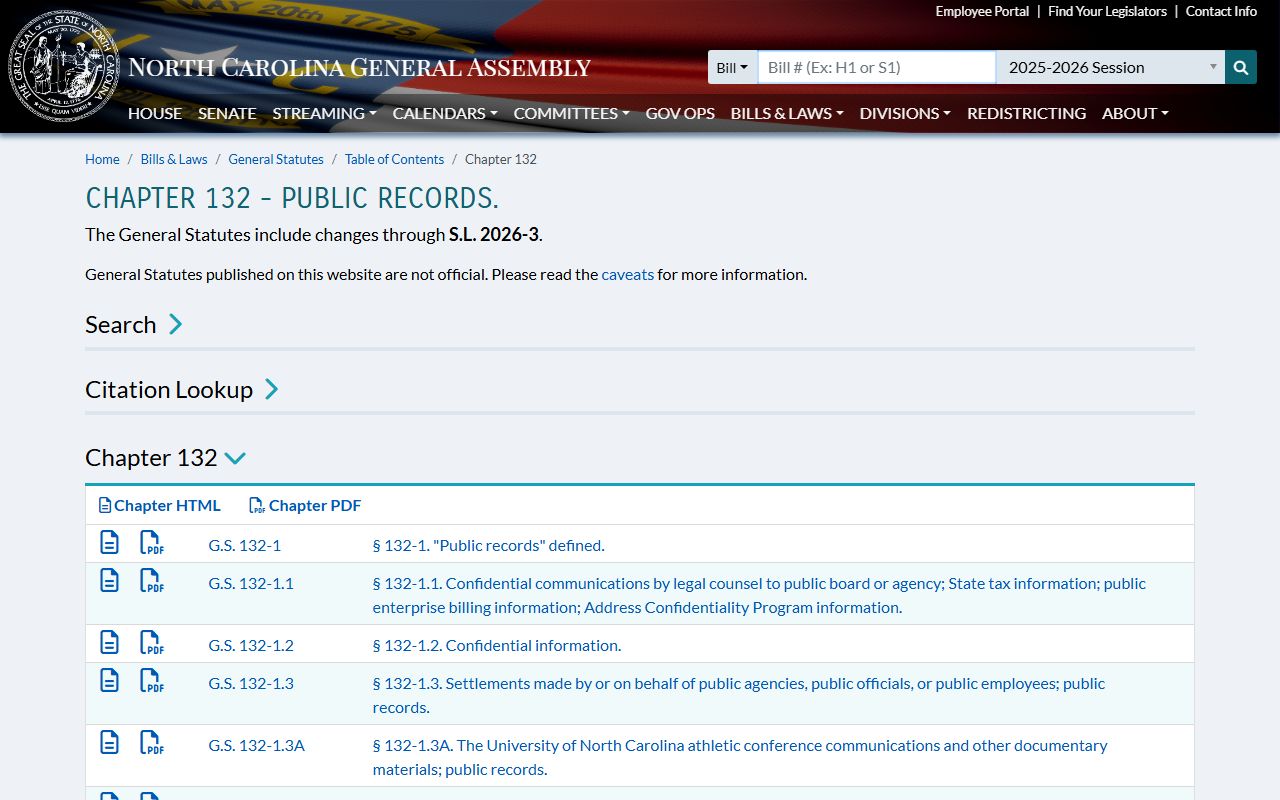 Sampson County court records Chapter 132 public records law