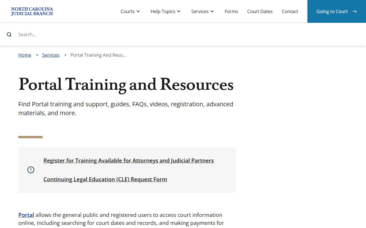 Sampson County court records Portal training resources