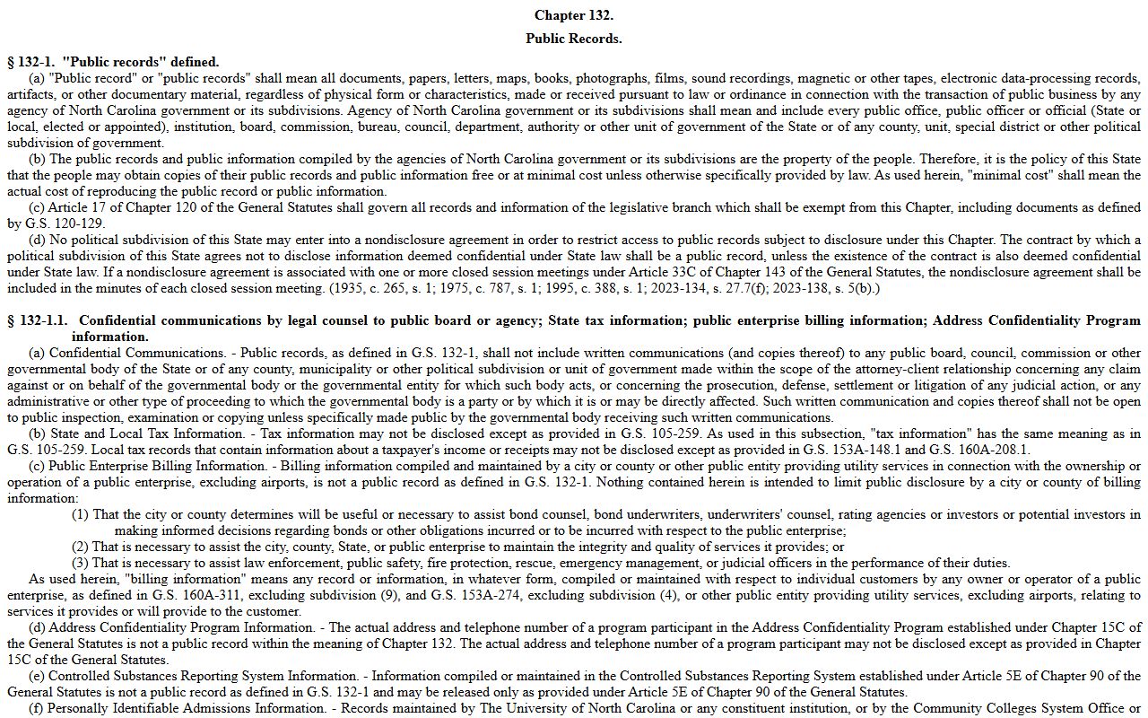 Sampson County criminal court records Chapter 132 criminal process access