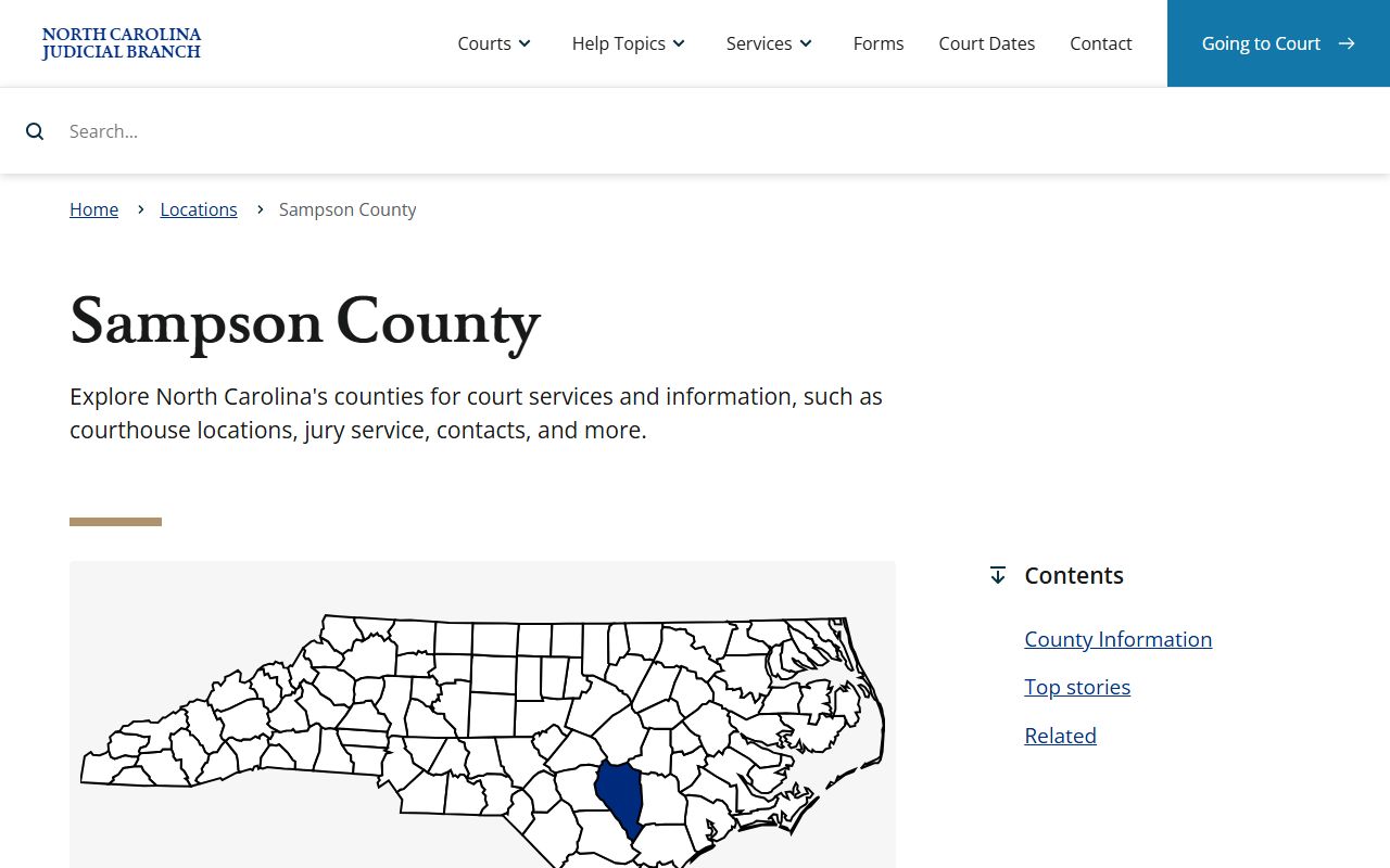 Sampson County court records Judicial Branch landing page