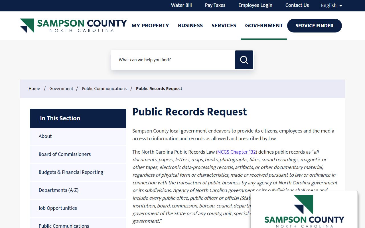 Sampson County public records request information for court records users