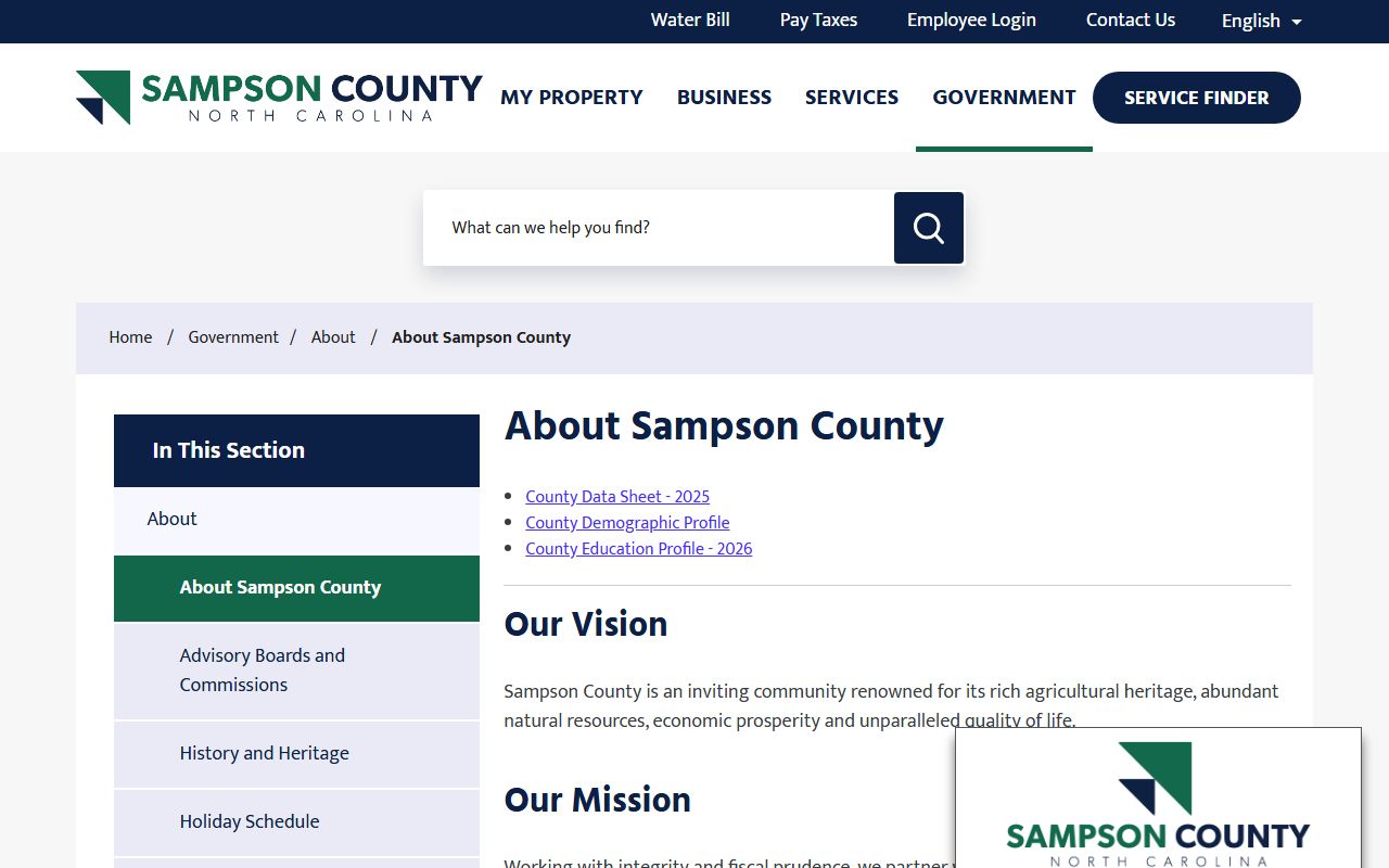 Sampson County court records county overview page