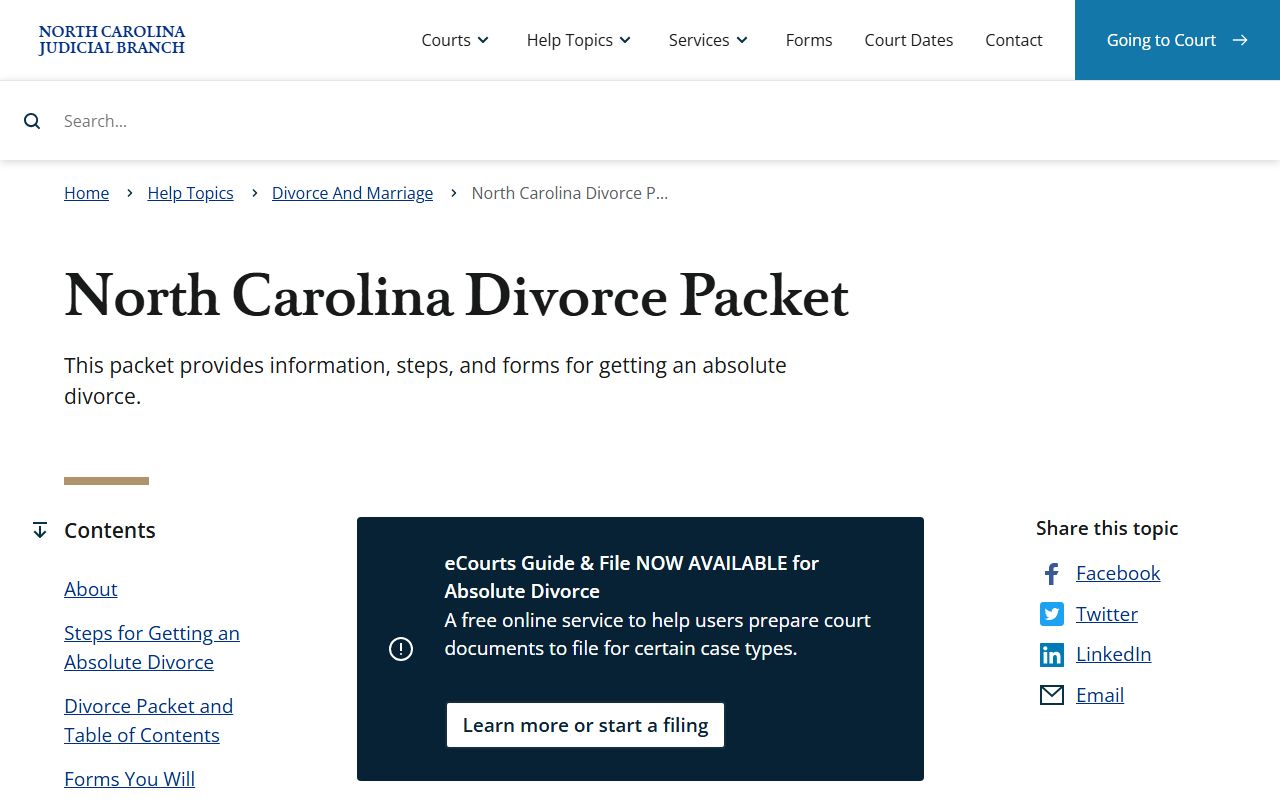 Sampson County probate records divorce packet reference