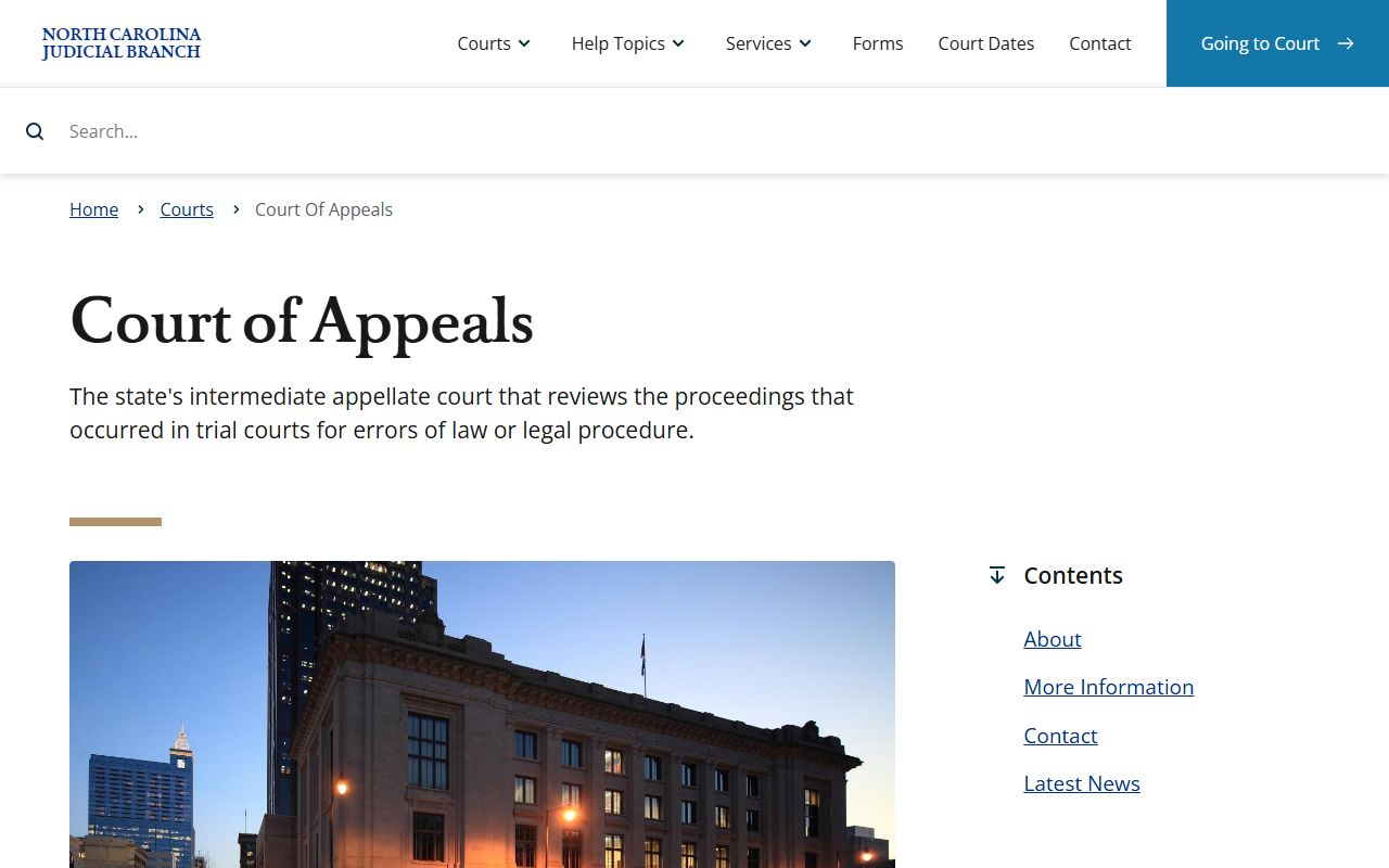 North Carolina Court of Appeals overview for cases after trial court proceedings